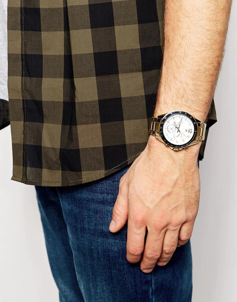 Tommy Hilfiger Luke Chronograph White Dial Gold Steel Strap Watch for Men - 1791121 Buy Now By Tommy Hilfiger