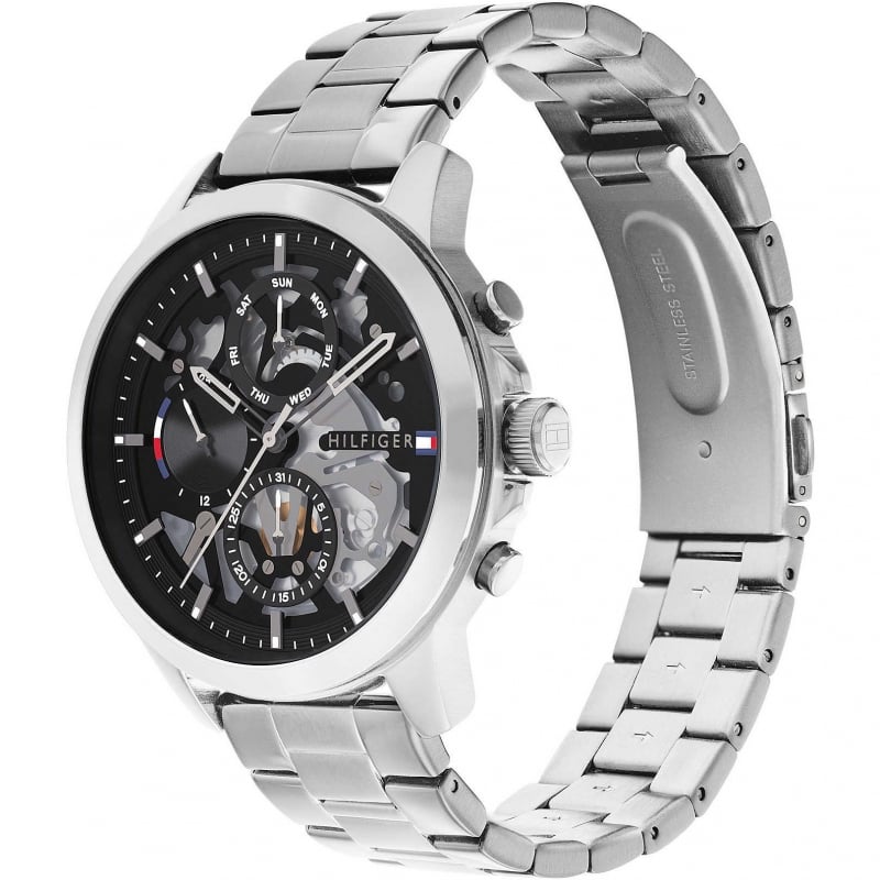 Tommy Hilfiger Henry Chronograph Black Dial Silver Steel Strap Watch For Men - 1710477 Buy Now By Tommy Hilfiger