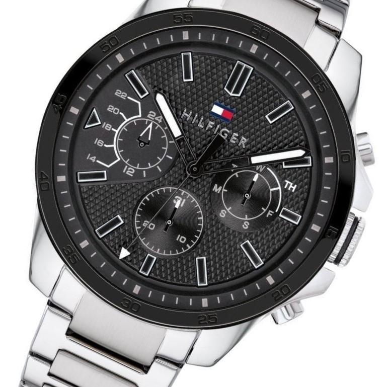 Tommy Hilfiger Iconic Quartz Black Dial Silver Steel Strap Watch for Men - 1791564 Buy Now By Tommy Hilfiger