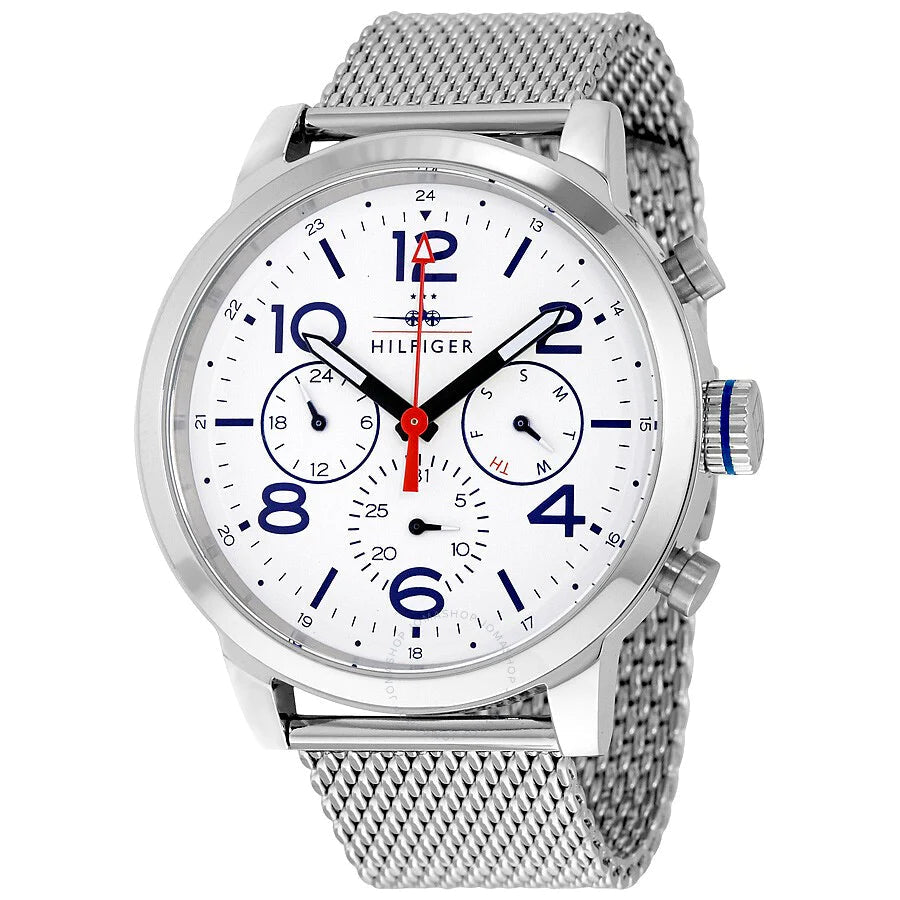 Tommy Hilfiger Jake Quartz White Dial Silver Mesh Bracelet Watch for Men - 1791233 Buy Now By Tommy Hilfiger