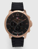 Tommy Hilfiger Luca Chronograph Black Dial Black Rubber Strap Watch For Men - 1710491 Buy Now By Tommy Hilfiger