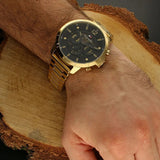 Tommy Hilfiger Luca Chronograph Black Dial Gold Steel Strap Watch For Men - 1710511 Buy Now By Tommy Hilfiger