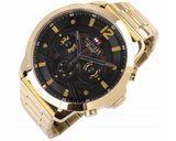 Tommy Hilfiger Luca Chronograph Black Dial Gold Steel Strap Watch For Men - 1710511 Buy Now By Tommy Hilfiger