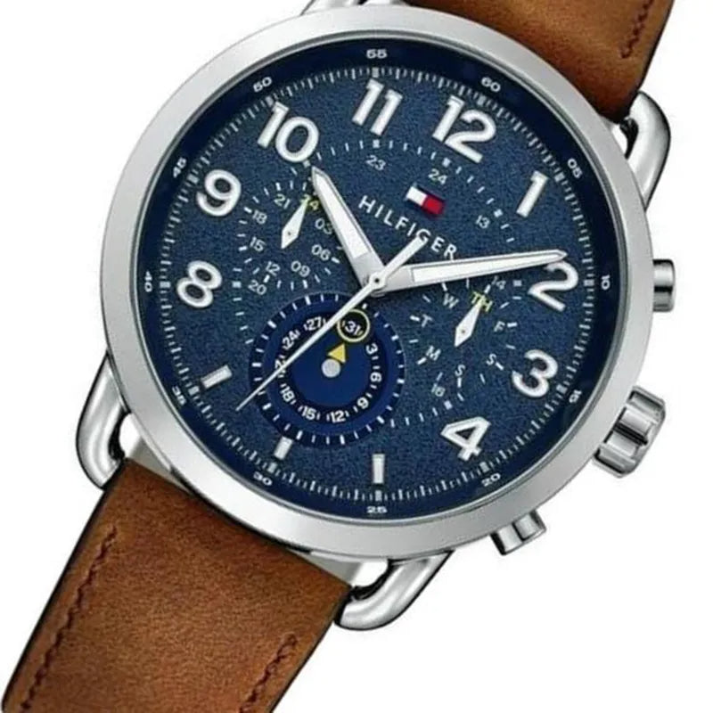 Tommy Hilfiger Briggs Chronograph Blue Dial Brown Leather Strap Watch for Men - 1791424 Buy Now By Tommy Hilfiger