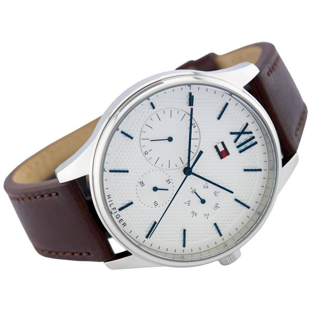 Tommy Hilfiger Damon Quartz White Dial Brown Leather Strap Watch for Men - 1791418 Buy Now By Tommy Hilfiger