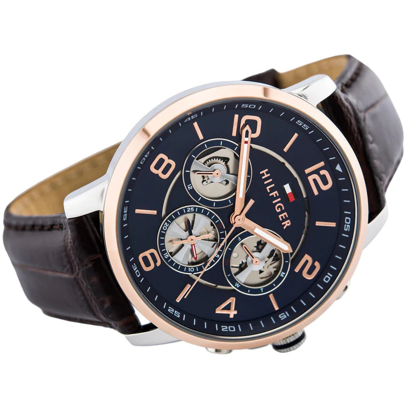 Tommy Hilfiger Keagan Chronograph Blue Dial Brown Leather Strap Watch for Men - 1791290 Buy Now By Tommy Hilfiger