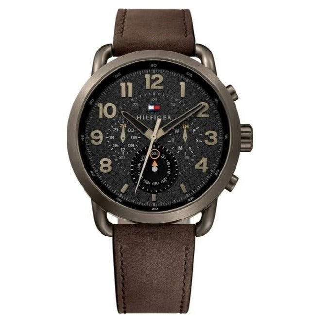 Tommy Hilfiger Briggs Chronograph Black Dial Brown Leather Strap Watch for Men - 1791425 Buy Now By Tommy Hilfiger
