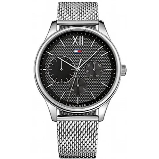 Tommy Hilfiger Damon Quartz Chronograph Black Dial Silver Mesh Bracelet Watch for Men - 1791415 Buy Now By Tommy Hilfiger