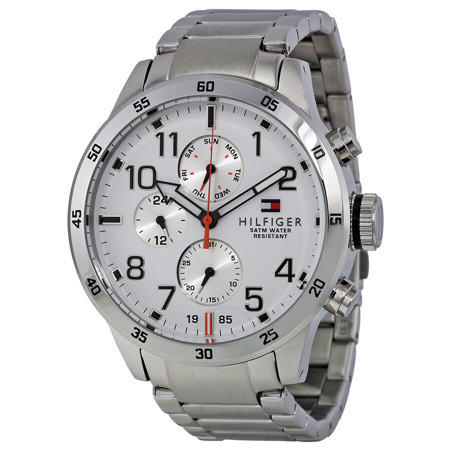 Tommy Hilfiger Trent Multifunction White Dial Silver Steel Strap Watch for Men - 1791140 Buy Now By Tommy Hilfiger