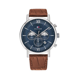 Tommy Hilfiger Evan Chronograph Blue Dial Brown Leather Strap Watch for Men - 1710393 Buy Now By Tommy Hilfiger