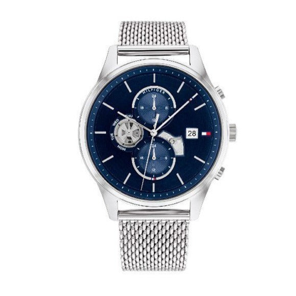 Tommy Hilfiger Weston Chronograph Blue Dial Silver Mesh Bracelet Watch For Men - 1710504 Buy Now By Tommy Hilfiger