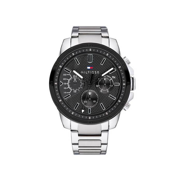 Tommy Hilfiger Iconic Quartz Black Dial Silver Steel Strap Watch for Men - 1791564 Buy Now By Tommy Hilfiger