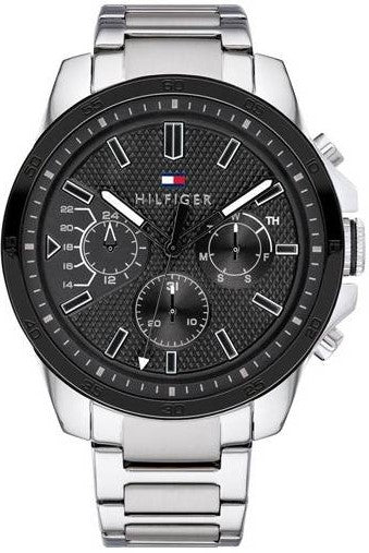 Tommy Hilfiger Iconic Quartz Black Dial Silver Steel Strap Watch for Men - 1791564 Buy Now By Tommy Hilfiger