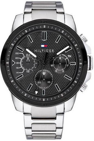 Tommy Hilfiger Iconic Quartz Black Dial Silver Steel Strap Watch for Men - 1791564 Buy Now By Tommy Hilfiger