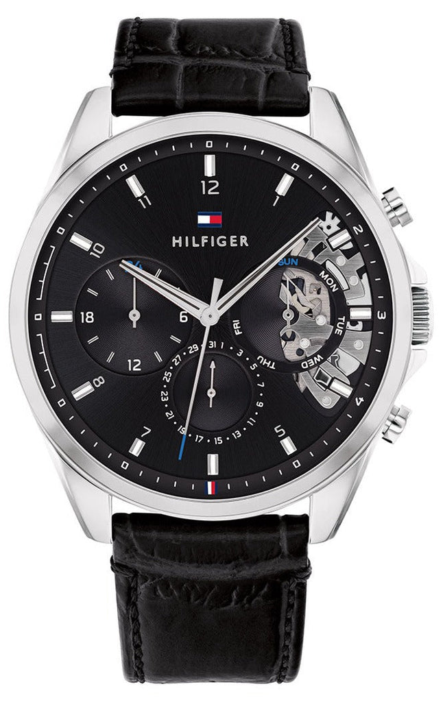 Tommy Hilfiger Baker Chronograph Black Dial Black Leather Strap Watch For Men - 1710449 Buy Now By Tommy Hilfiger