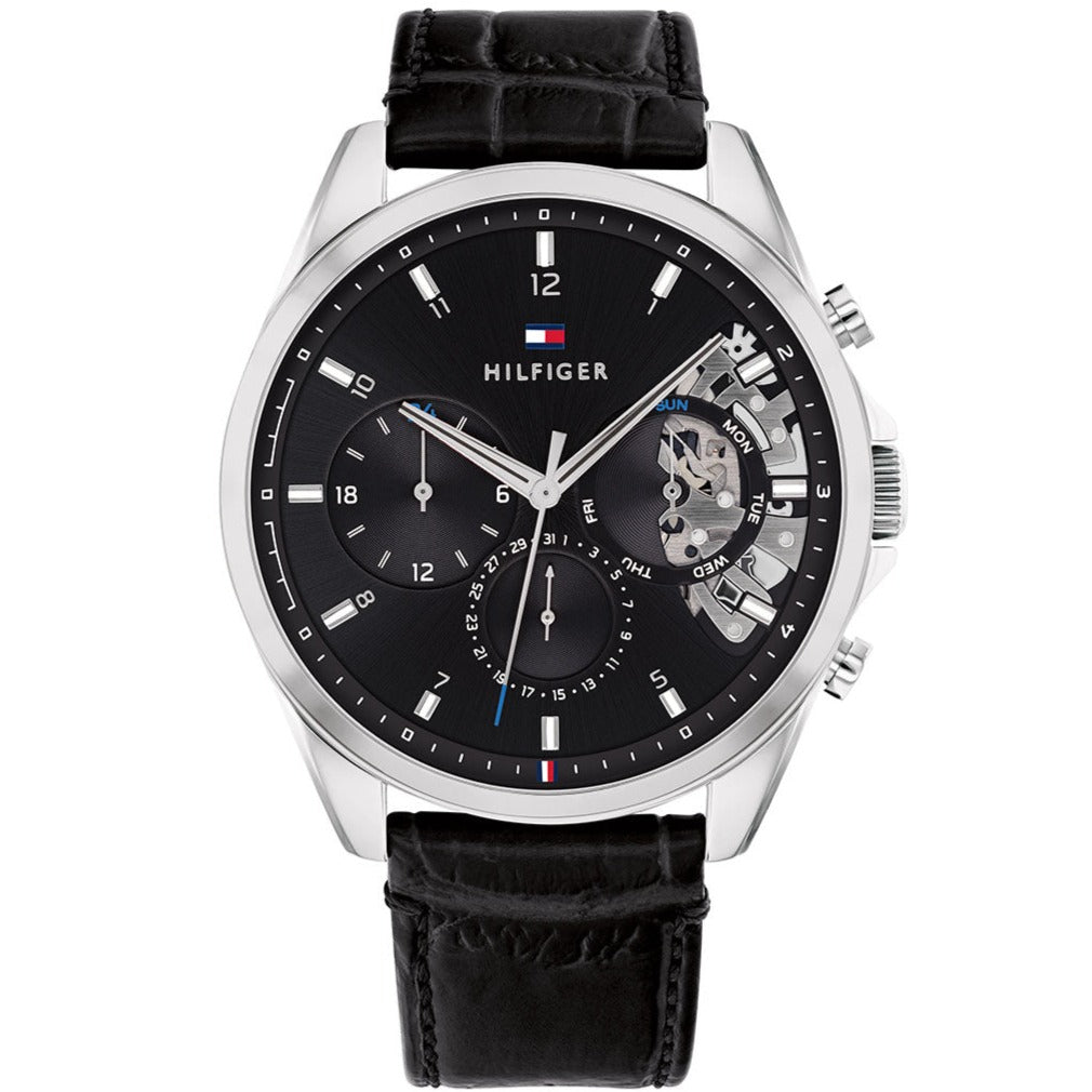 Tommy Hilfiger Baker Chronograph Black Dial Black Leather Strap Watch For Men - 1710449 Buy Now By Tommy Hilfiger
