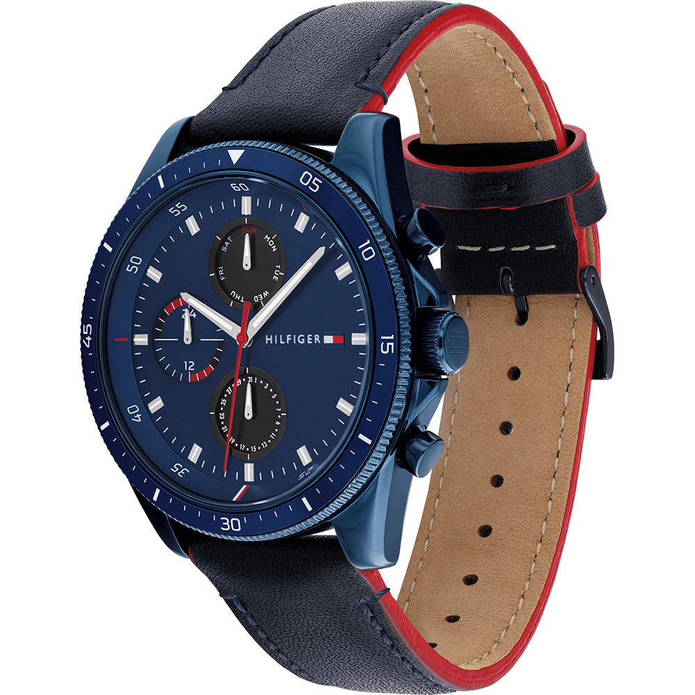 Tommy Hilfiger Parker Chronograph Quartz Blue Dial Blue Leather Strap Watch For Men - 1791839 Buy Now By Tommy Hilfiger