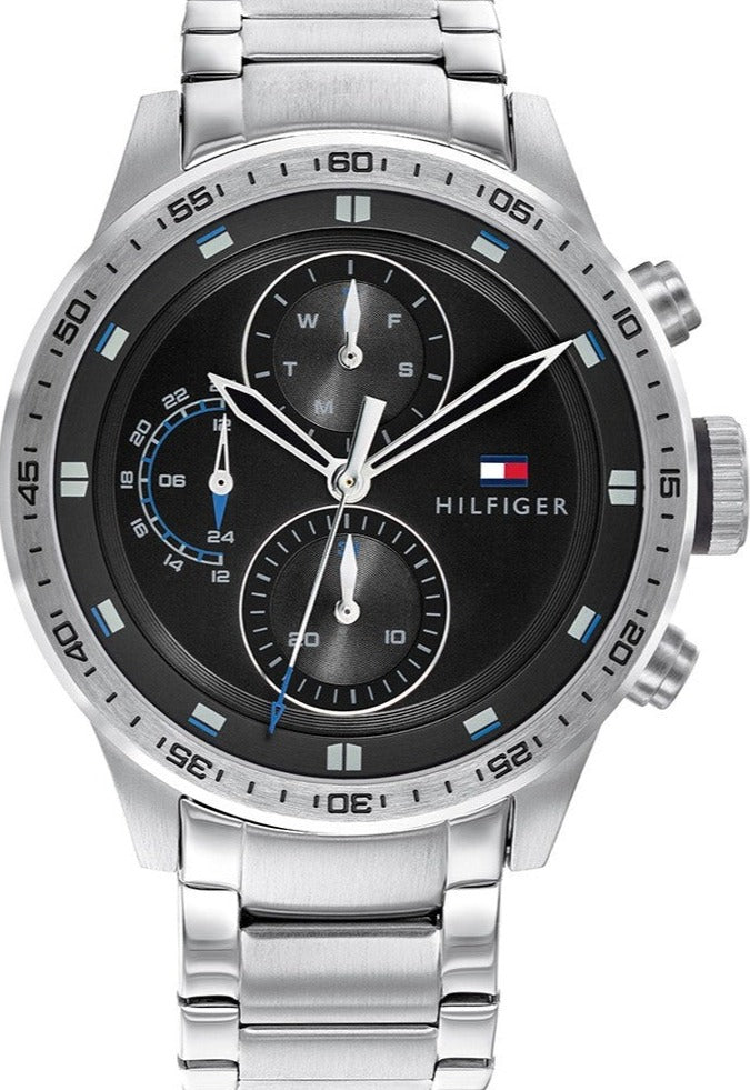 Tommy Hilfiger Trent Quartz Black Dial Silver Steel Strap Watch For Men - 1791805 Buy Now By Tommy Hilfiger