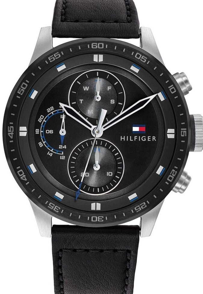 Tommy Hilfiger Trent Chronograph Quartz Black Dial Black Leather Strap Watch For Men - 1791810 Buy Now By Tommy Hilfiger