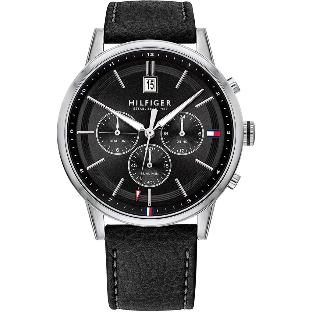 Tommy Hilfiger Kyle Quartz Black Dial Black Leather Strap Watch for Men - 1791630 Buy Now By Tommy Hilfiger