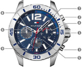 Tommy Hilfiger Nolan Chronograph Blue Dial Blue Rubber Strap Watch for Men - 1791142 Buy Now By Tommy Hilfiger