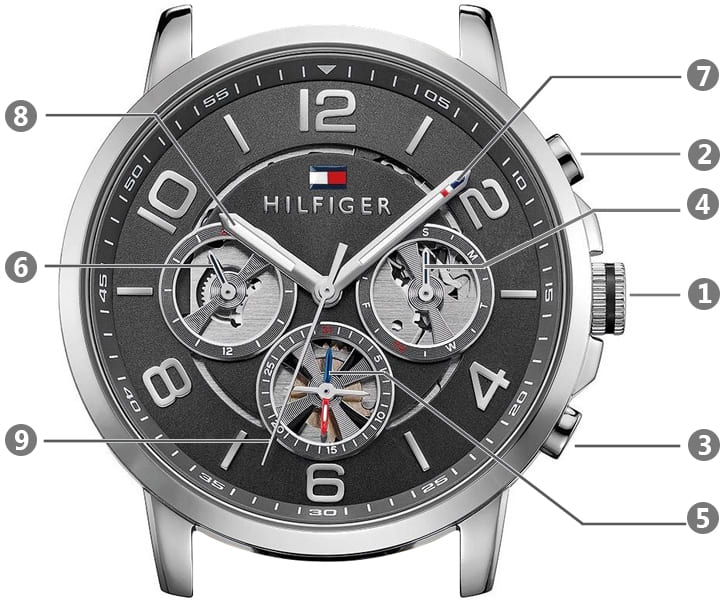 Tommy Hilfiger Keagan Quartz Grey Dial Black Leather Strap Watch for Men - 1791289 Buy Now By Tommy Hilfiger
