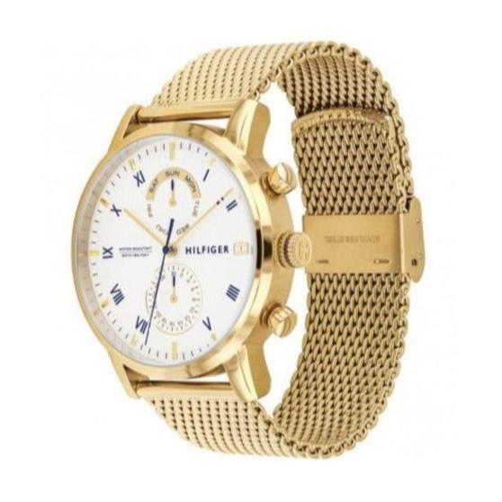 Tommy Hilfiger Kane White Dial Gold Mesh Bracelet Watch for Men - 1710403 Buy Now By Tommy Hilfiger