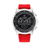 Tommy Hilfiger Luca Chronograph Grey Dial Red Silicone Strap Watch For Men - 1710490 Buy Now By Tommy Hilfiger