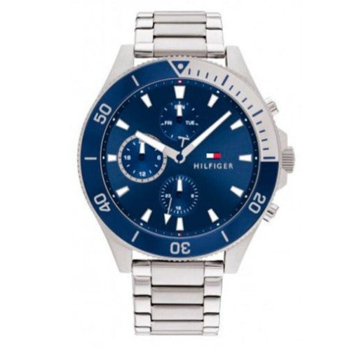 Tommy Hilfiger Larson Chronograph Blue Dial Silver Steel Strap Watch For Men - 1791917 Buy Now By Tommy Hilfiger