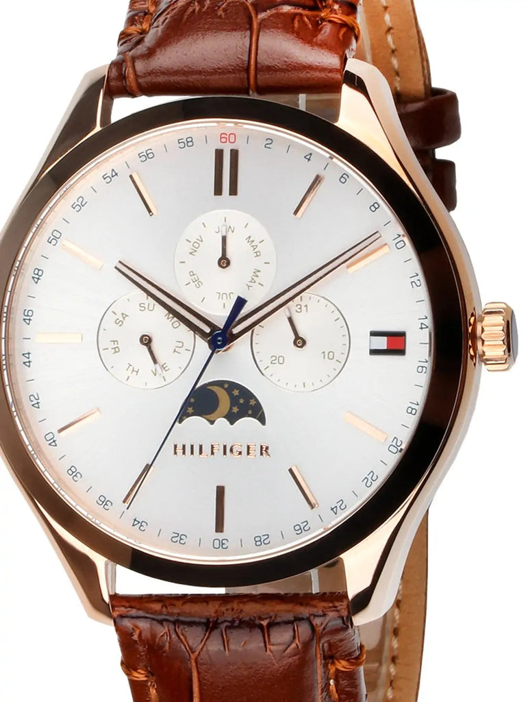 Tommy Hilfiger Oliver Chronograph White Dial Brown Leather Strap Watch for Men - 1791306 Buy Now By Tommy Hilfiger