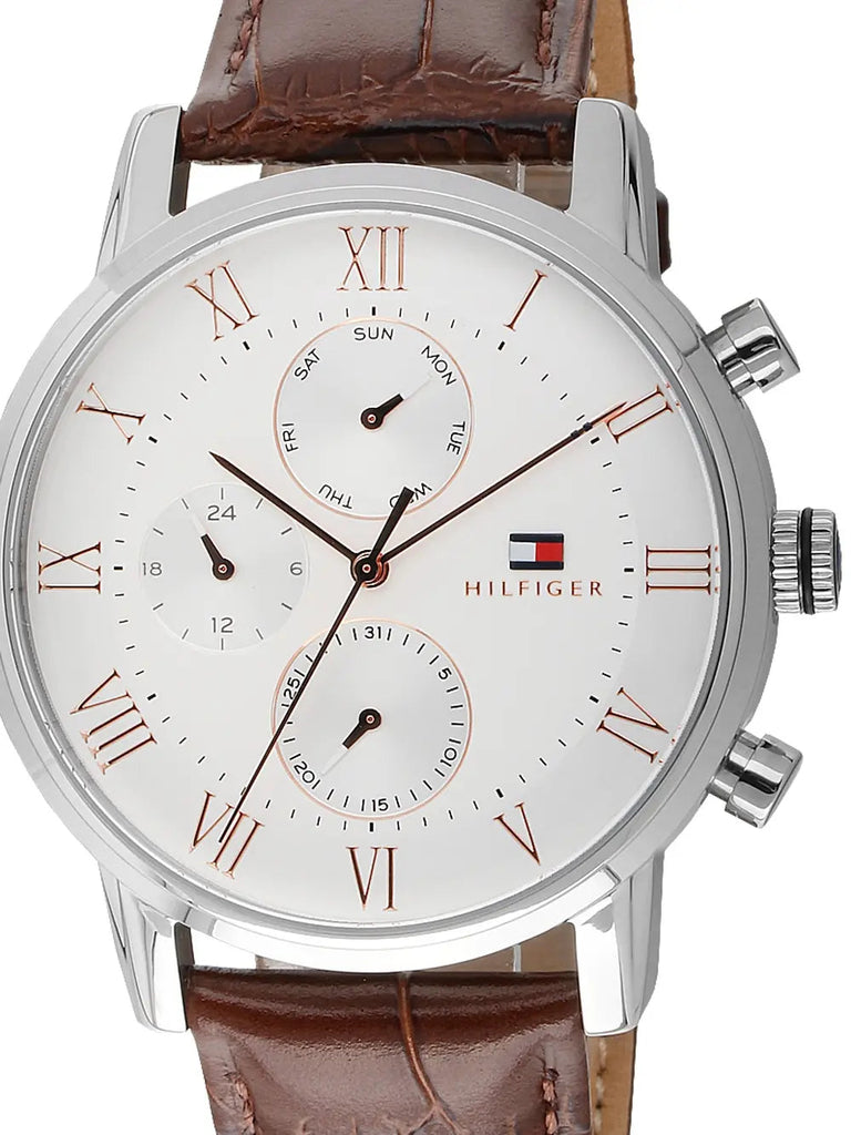 Tommy Hilfiger Kane Chronograph White Dial Brown Leather Strap Watch for Men - 1791400 Buy Now By Tommy Hilfiger