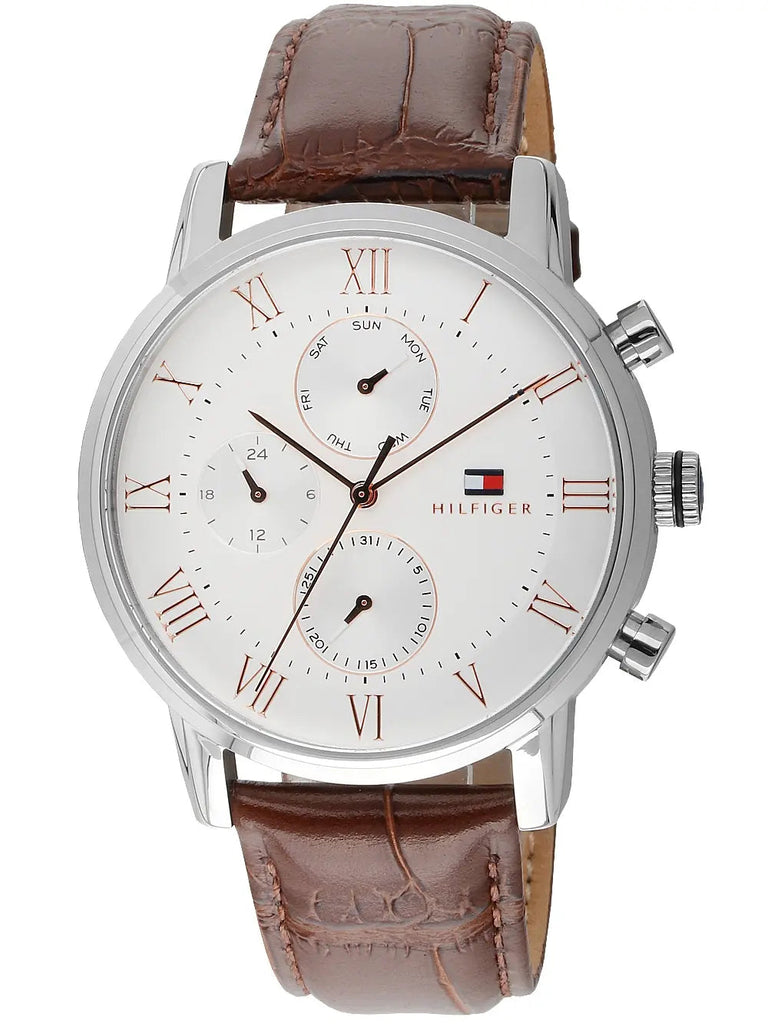 Tommy Hilfiger Kane Chronograph White Dial Brown Leather Strap Watch for Men - 1791400 Buy Now By Tommy Hilfiger