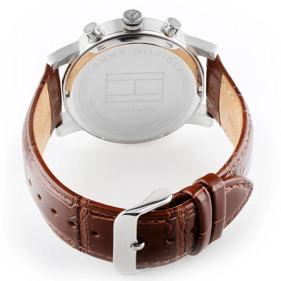 Tommy Hilfiger Kane Chronograph White Dial Brown Leather Strap Watch for Men - 1791400 Buy Now By Tommy Hilfiger