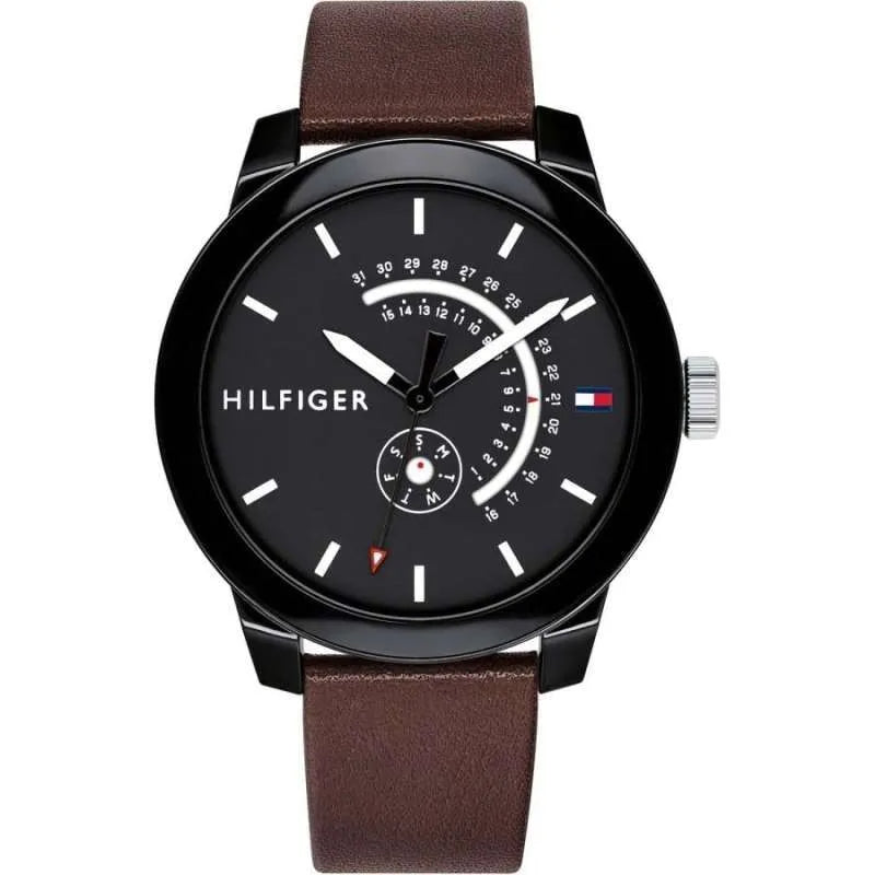 Tommy Hilfiger Denim Black Dial Brown Leather Strap Watch for Men - 1791478 Buy Now By Tommy Hilfiger