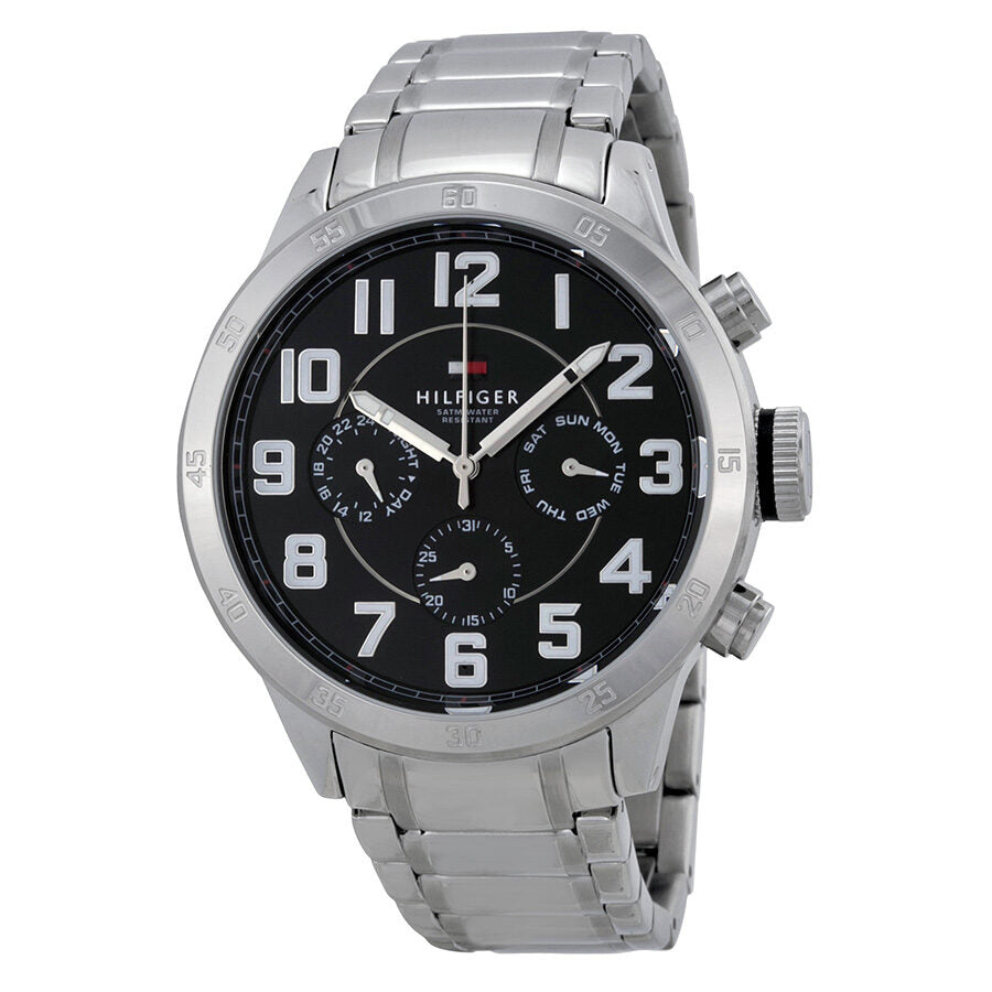 Tommy Hilfiger Trent Chronograph Black Dial Silver Steel Strap Watch for Men - 1791054 Buy Now By Tommy Hilfiger