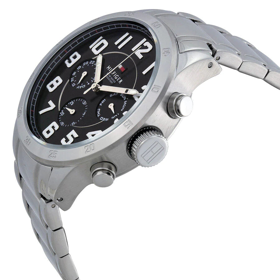 Tommy Hilfiger Trent Chronograph Black Dial Silver Steel Strap Watch for Men - 1791054 Buy Now By Tommy Hilfiger