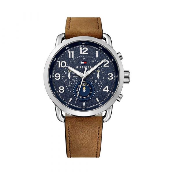 Tommy Hilfiger Briggs Chronograph Blue Dial Brown Leather Strap Watch for Men - 1791424 Buy Now By Tommy Hilfiger