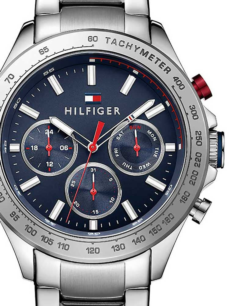 Tommy Hilfiger Hudson Chronograph Quartz Blue Dial Silver Steel Strap Watch For Men - 1791228 Buy Now By Tommy Hilfiger