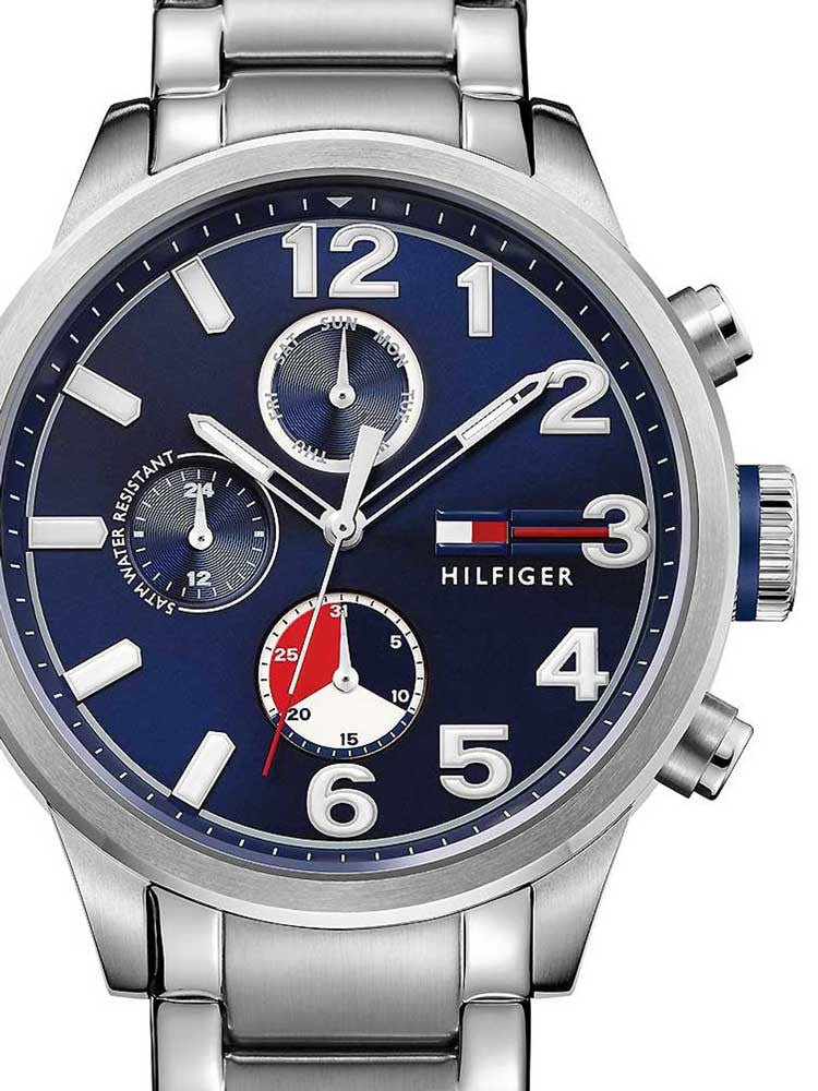 Tommy Hilfiger Jackson Chronograph Blue Dial Silver Steel Strap Watch for Men - 1791242 Buy Now By Tommy Hilfiger