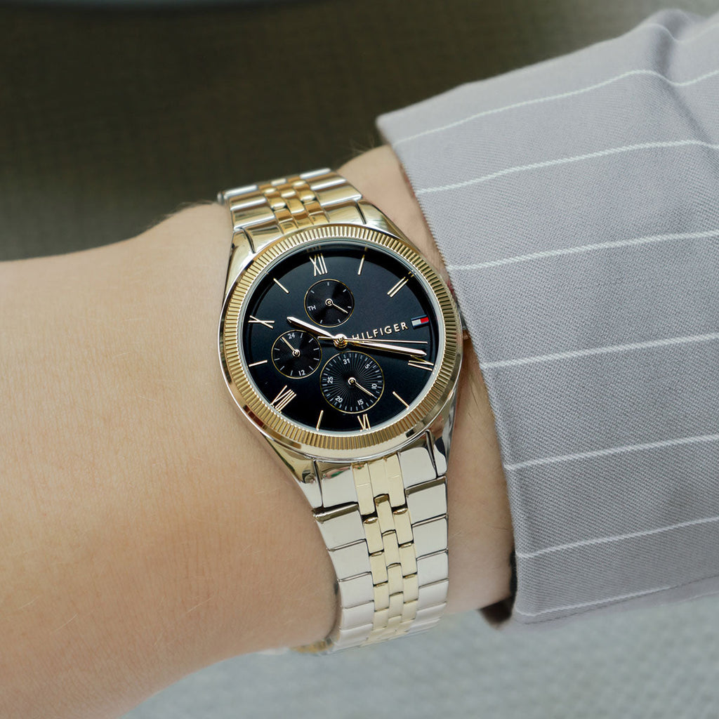 Tommy Hilfiger Monica Chronograph Black Dial Two Tone Steel Strap Watch For Women - 1782591 Buy Now By Tommy Hilfiger