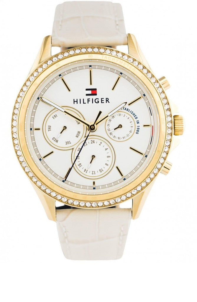 Tommy Hilfiger Ari Diamonds White Dial Cream Leather Strap Watch for Women - 1781982 Buy Now By Tommy Hilfiger