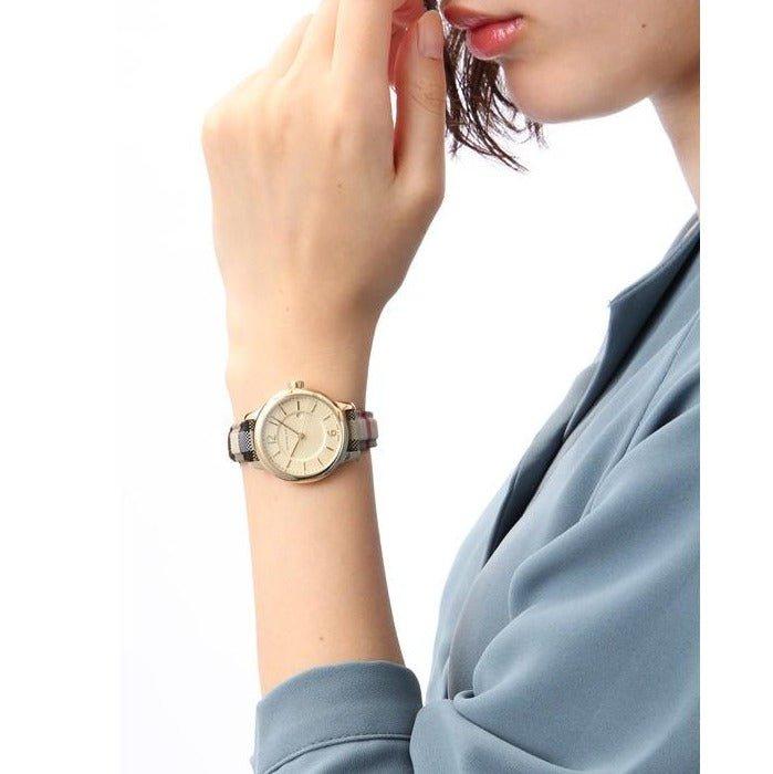 Burberry Classic Champagne Gold Dial Horseferry Leather Strap Watch for Women - BU10104 Buy Now By Burberry