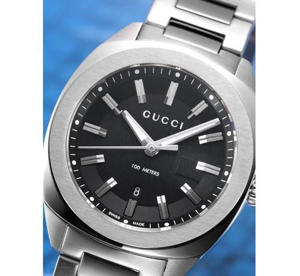 Gucci GG2570 Quartz Black Dial Silver Steel Strap Watch For Men - YA142401 Buy Now By Gucci