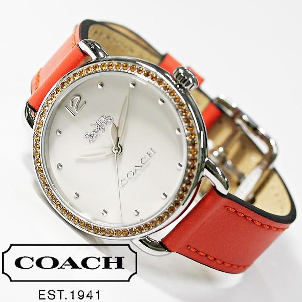Coach Delancey White Dial Orange Leather Strap Watch for Women - 14502880 Buy Now By Coach