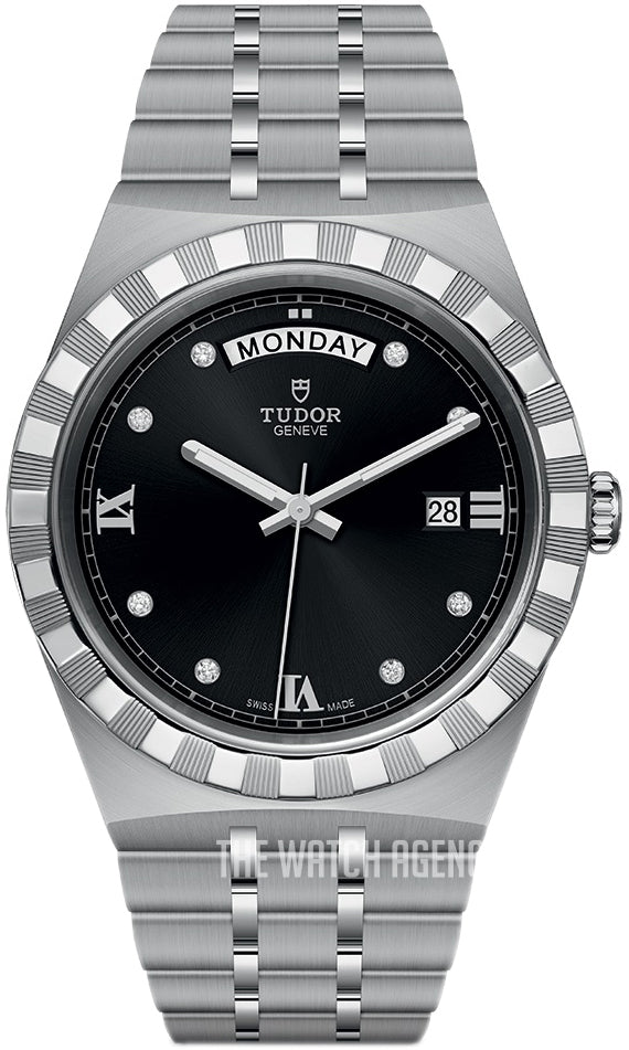 Tudor Royal Automatic Diamonds Black Dial Silver Steel Strap Watch for Men - M28600-0004 Buy Now By Tudor