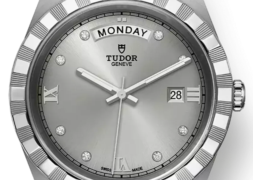 Tudor Royal Day Date Diamonds Automatic Silver Dial Silver Steel Strap Watch for Men - M28600-0002 Buy Now By Tudor