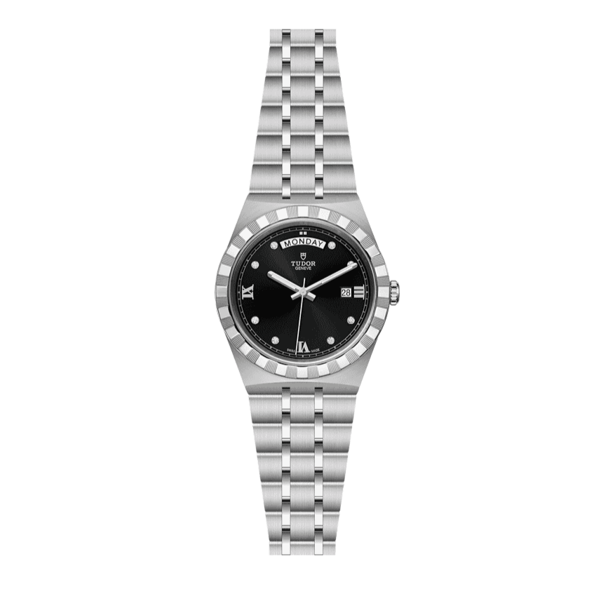 Tudor Royal Automatic Diamonds Black Dial Silver Steel Strap Watch for Men - M28600-0004 Buy Now By Tudor