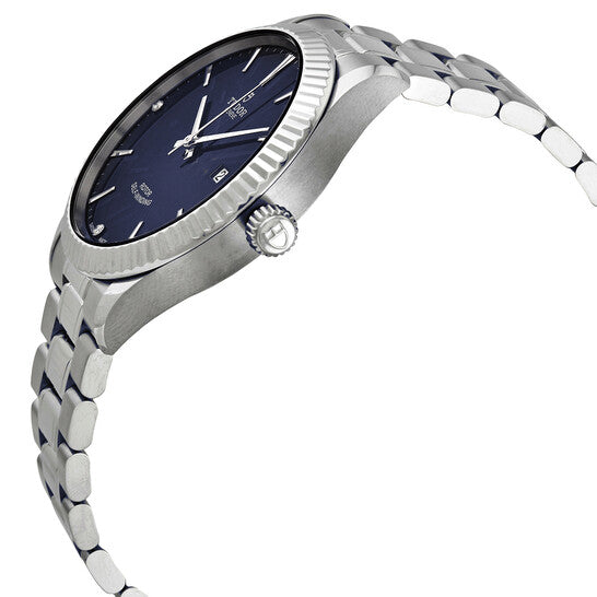Tudor Style Automatic Diamonds Blue Dial Silver Steel Strap Watch for Men - M12710-0017 Buy Now By Tudor