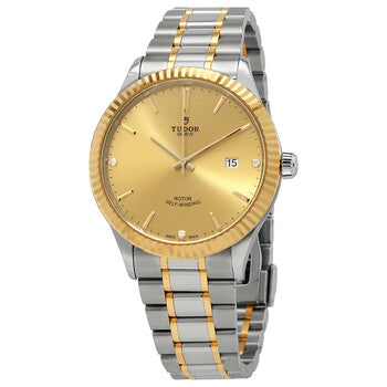 Tudor Style Automatic Diamonds Gold Dial Two Tone Steel Strap Watch for Men - M12713-0007 Buy Now By Tudor
