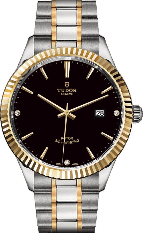 Tudor Style Automatic Diamonds Black Dial Two Tone Steel Strap Watch for Men - M12713-00011 Buy Now By Tudor
